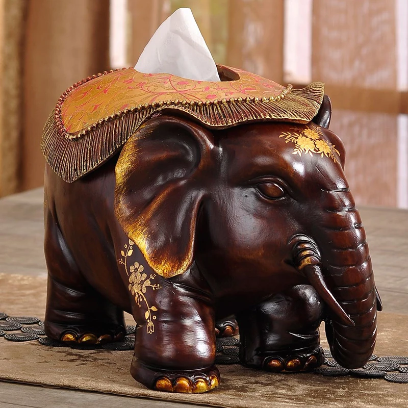 

Lucky Elephant decoration Feng Shui Home Furnishing paper towel box TV cabinet room decor practical crafts decoration