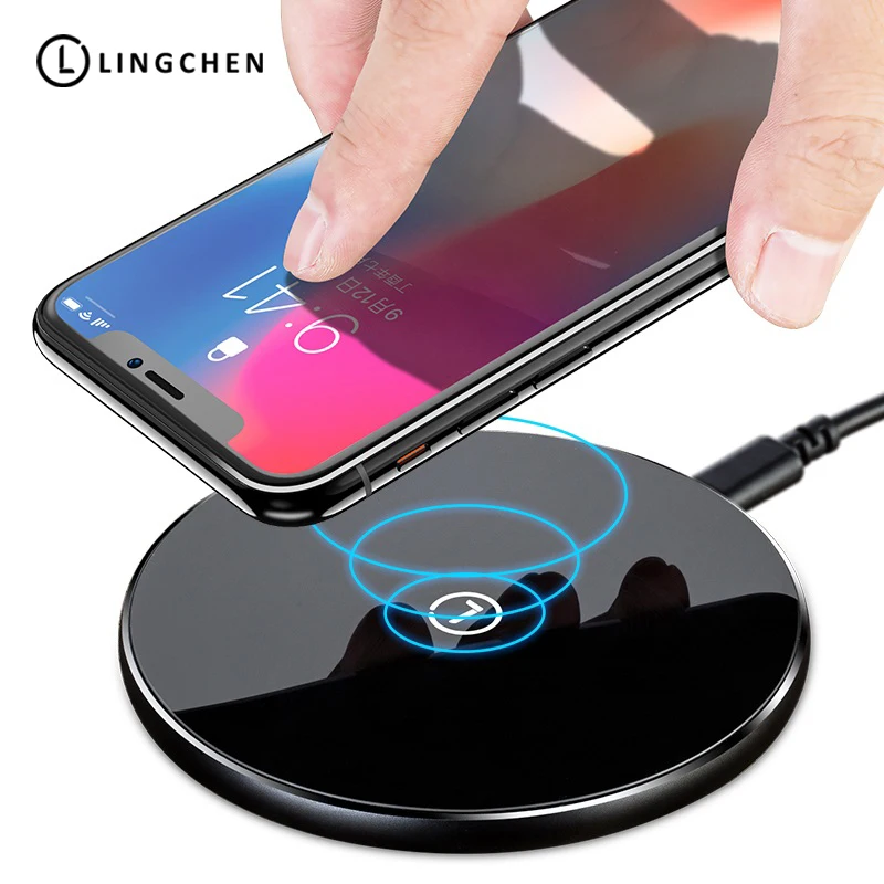 LINGCHEN 10 Вт Qi Беспроводное зарядное устройство для samsung Galaxy S8 S9 быстрая