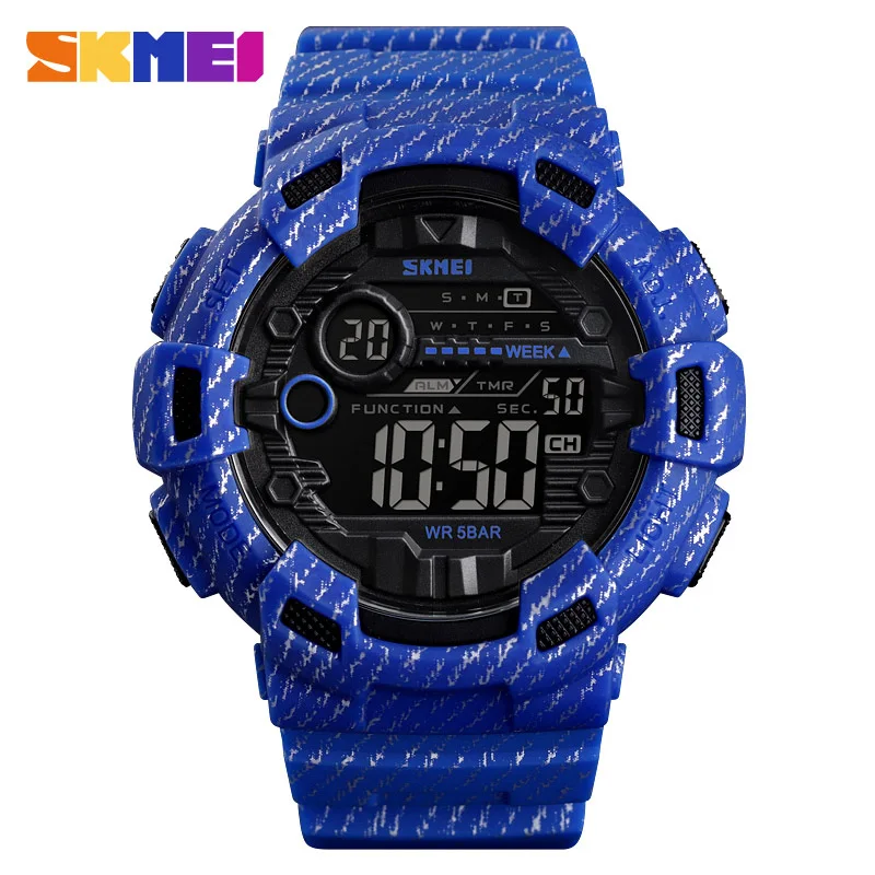 Blue SKMEI часы Мужские Цифровые Спортивные мужские наручные часы reloj hombre два времени Chrono будильник часы модные мужские часы лучший бренд 1472 - Цвет: Blue