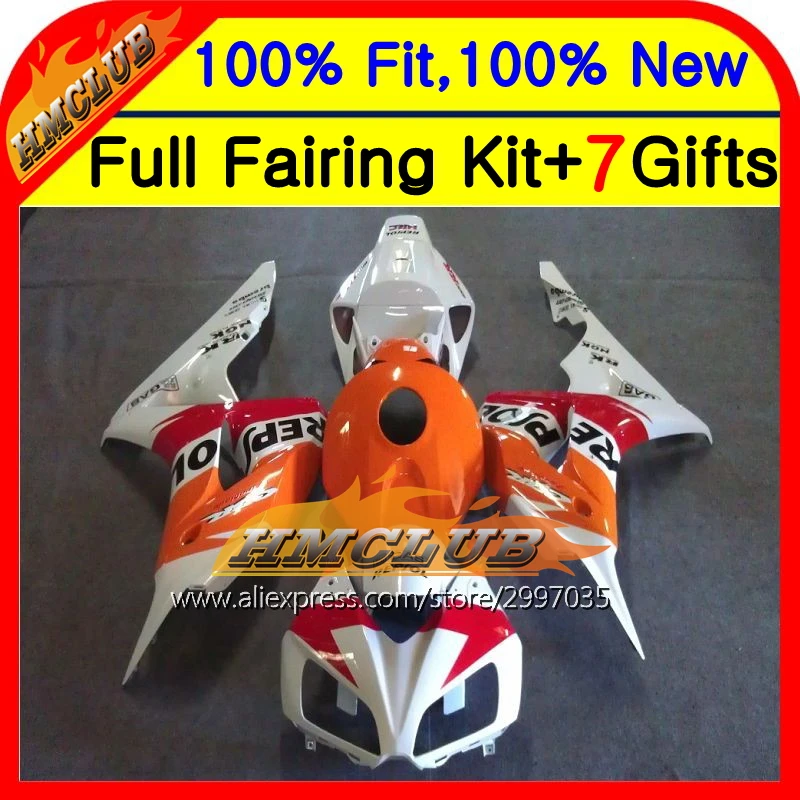 Корпус Repsol Белый для HONDA CBR1000RR 06 07 инъекция 39HM74 CBR 1000RR 1000 RR 2006 2007 CBR1000 оранжевый