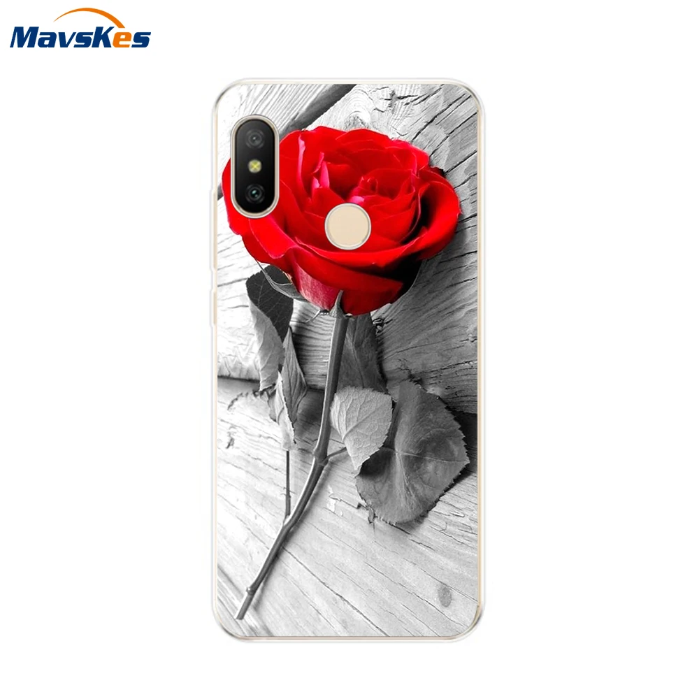 Силиконовый чехол для Xiaomi Mi A2 Lite мягкий телефона из ТПУ с цветочным рисунком