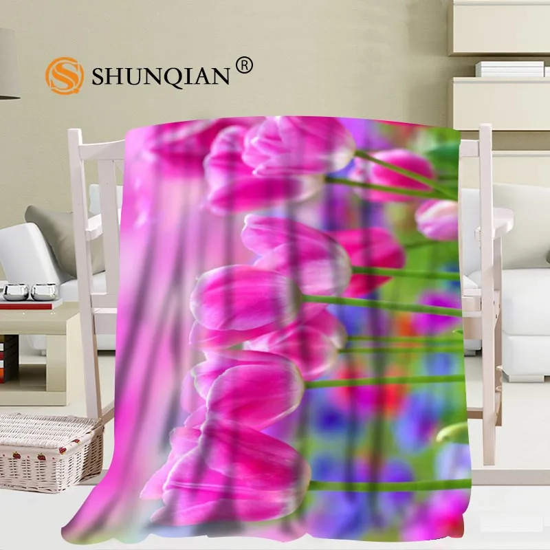 comprar Personalizado Tulipas Cobertor Sofá De Escritório Cobertor Cobertor Macio Portátil Cama Avião Viagem Adulto Casa Cobertor