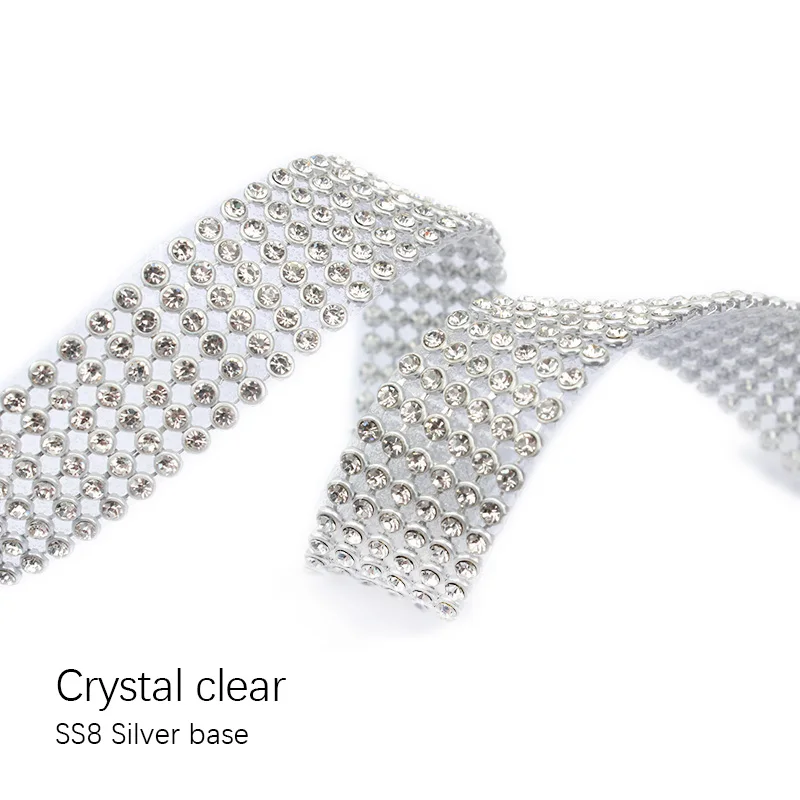 Модные стразы серебристая отделка 1 ярд/партия ширина 2 5 см из стекла кристаллов