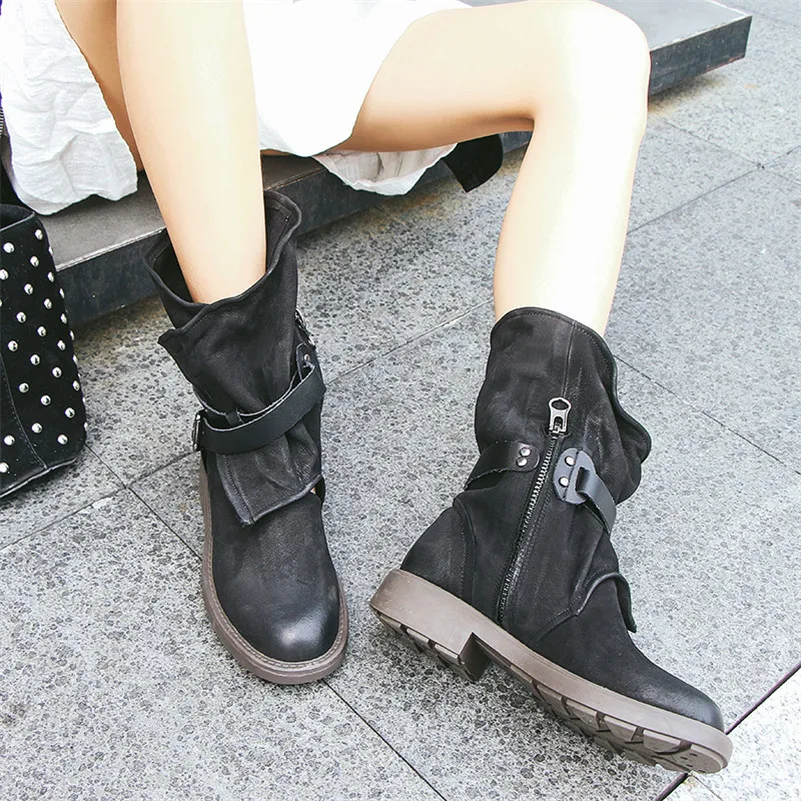 

FEDONAS Fashion Women Casual Basic Boots Genuine Leather Autumn Winter Warm Shoes Top Quality Round Toe Punk Retro Shoes Weman
