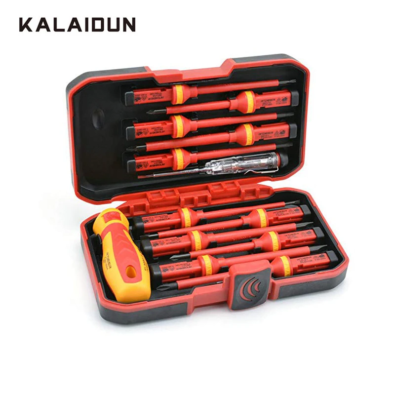 KALAIDUN изолированные отвертки набор+ магнитные прорези Phillips Torx Бит Сменные магнитные 13 шт. отвертки CR-V Высокое напряжение