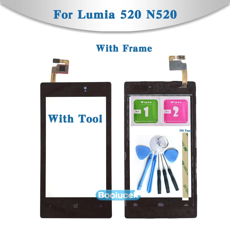 

Сенсорный экран 4,0 "для Nokia Lumia 520 525 N520 N525, дигитайзер сенсорного экрана, внешнее стекло, панель объектива с рамкой, высокое качество