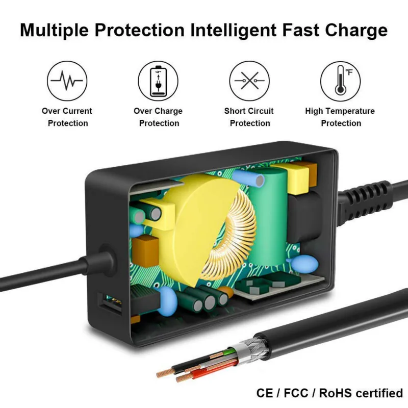 44W 15V 2.58A блок питания совместимый microsoft Surface Pro 4 Pro 3 Pro 6 Surface Pro ноутбук 1/2 Surface Go