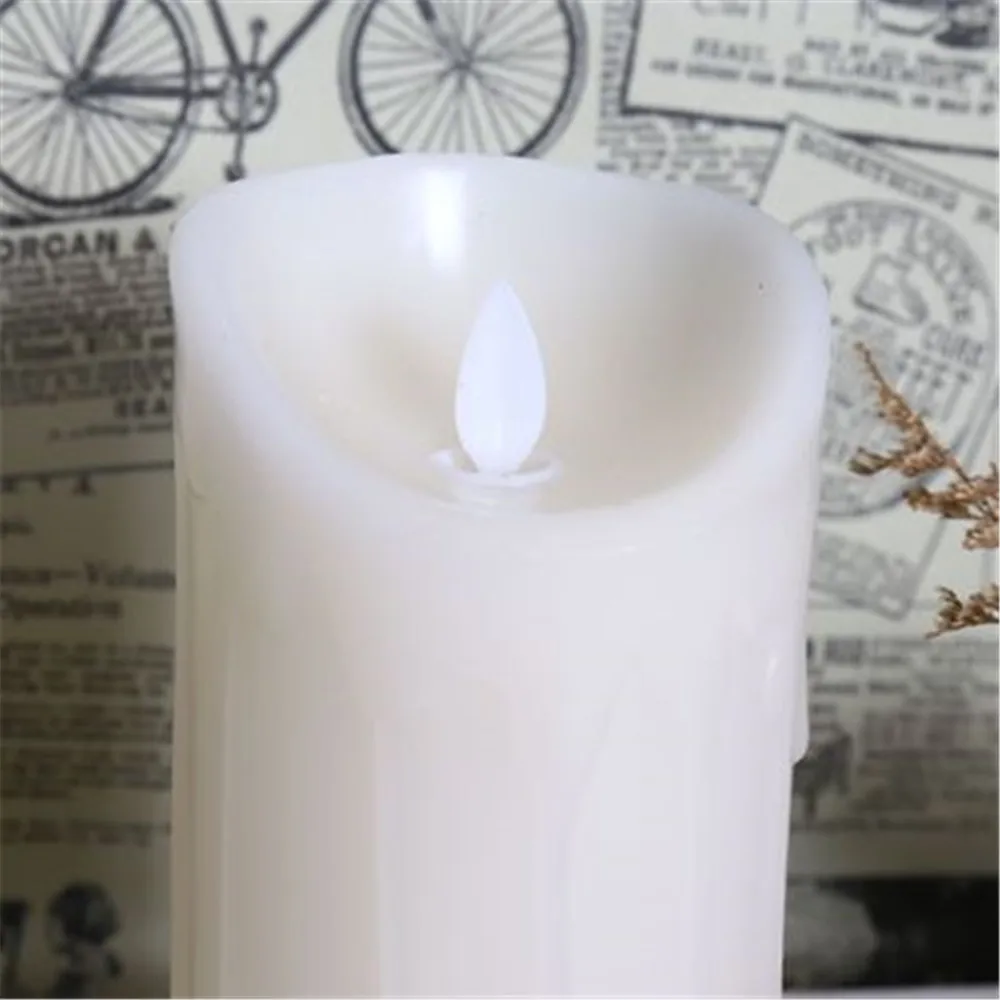 

3 pcs led flameless candle Battery Operated led candle wax flickering led flameless moving wick white candles