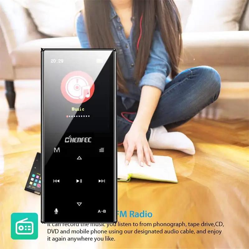 Mp3 плеер bluetooth4.2 с сенсорным экраном 1 8 дюйма музыкальный без потерь fm радио
