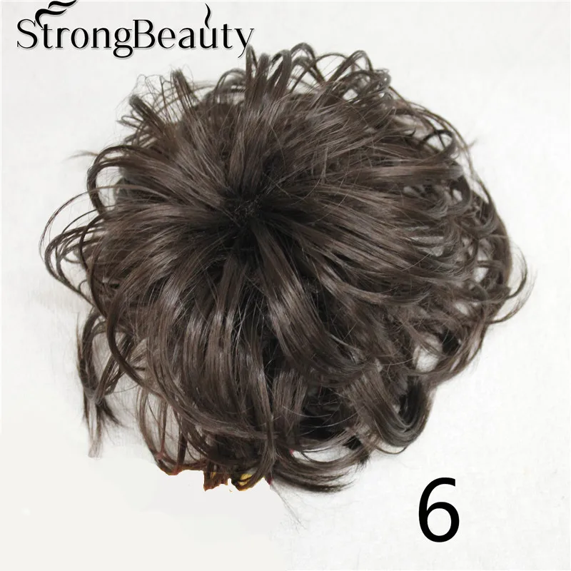 StrongBeauty грязные завитые резинки для волос пучок для наращивания блонд/коричневый шиньон 4 цвета