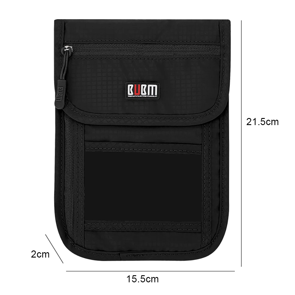 Дорожный шейный кошелек BUBM унисекс с RFID блокировкой держатель для паспорта чехол