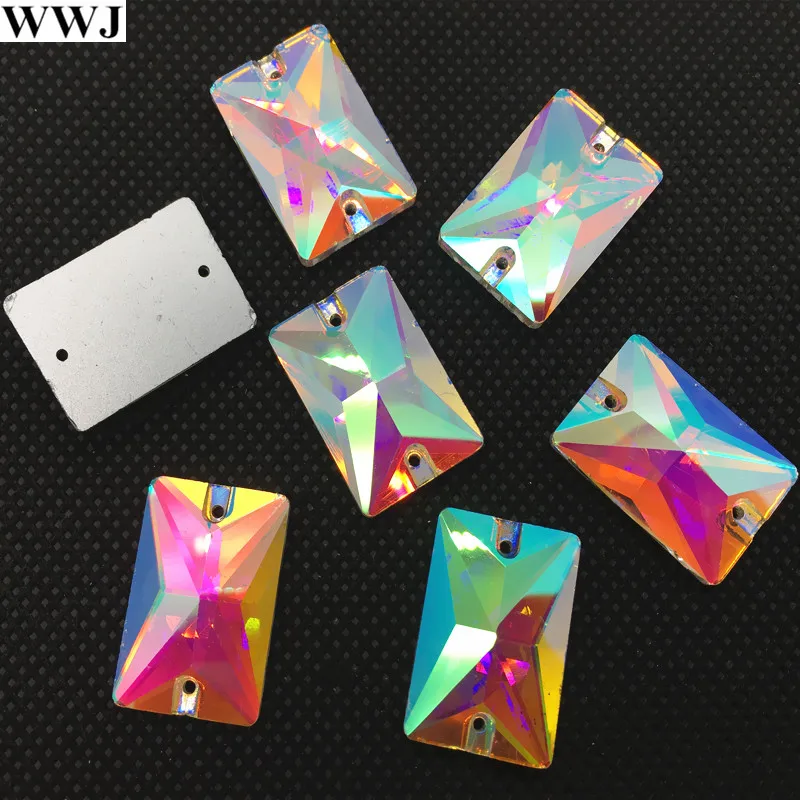 Стеклянный кристалл прямоугольной формы пришить на камень кристально чистый AB 2