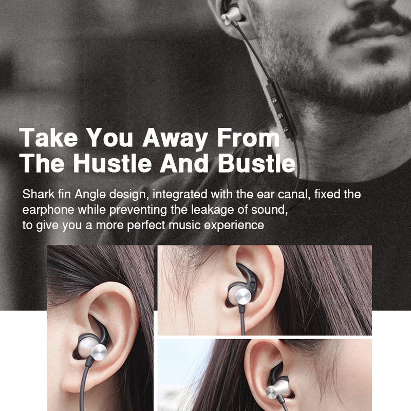 Магнитные спортивные беговые Bluetooth наушники бас стерео металлические