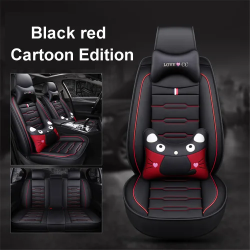 Black red Новые роскошные автомобильные чехлы из искусственной кожи для Toyota Corolla Camry Rav4 Auris Prius Yalis Avensis SUV автомобильные аксессуары для интерьера - Название цвета: Black red