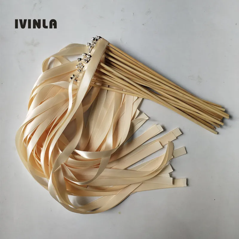 50 шт./лот кремовые свадебные палочки с золотым колокольчиком палочка для