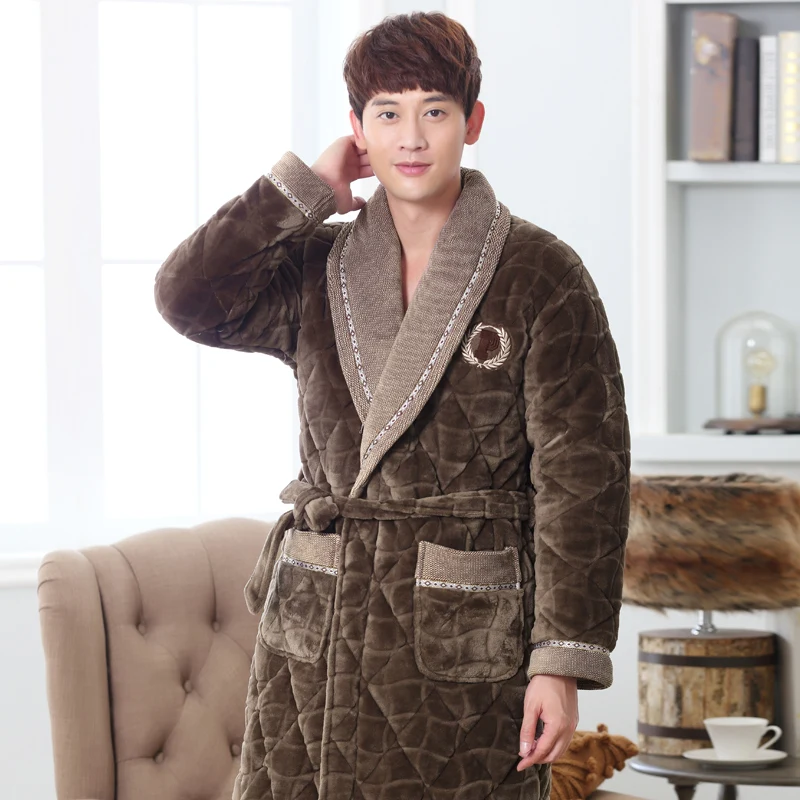 Зимний женский халат для ванной комнаты мужской Мужская стеганая Пижама толстая