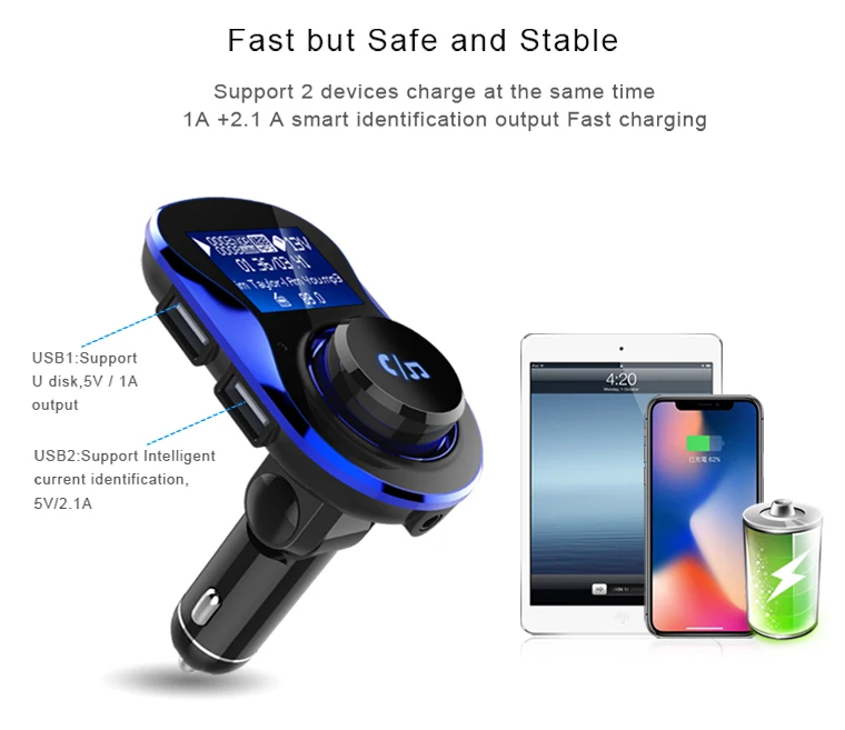 Fm-передатчик Bluetooth автомобильный комплект Hands-free FM модулятор радио адаптер двойной usb зарядка Поддержка U диск MP3 плеер для телефона