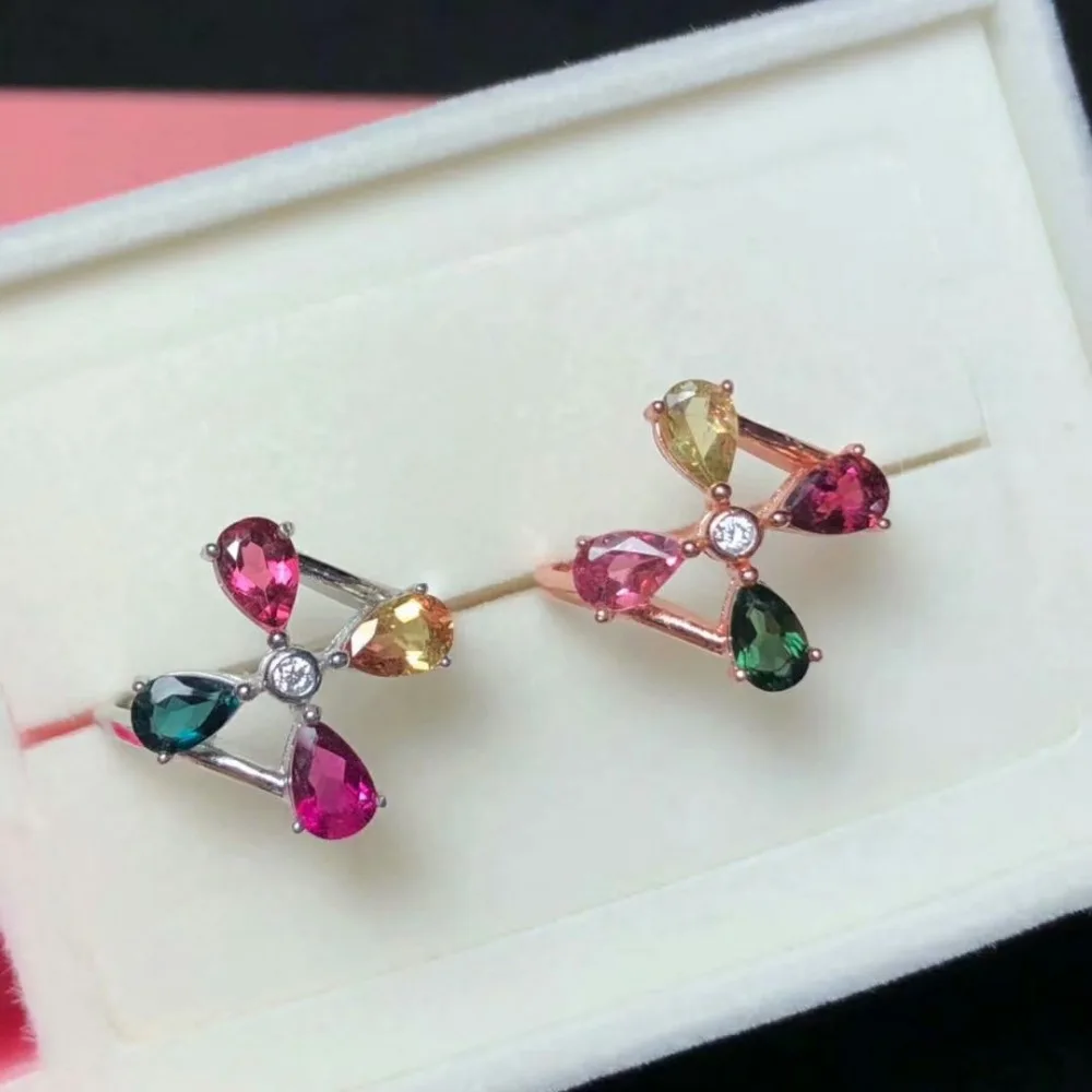 Кольца shilovem из серебра 925 пробы с натуральным турмалином модные женские