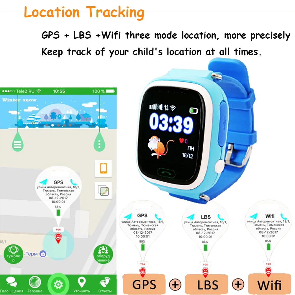 Q90 дети умные часы gps телефон умный ребенок с часами WI FI местоположение SOS средства