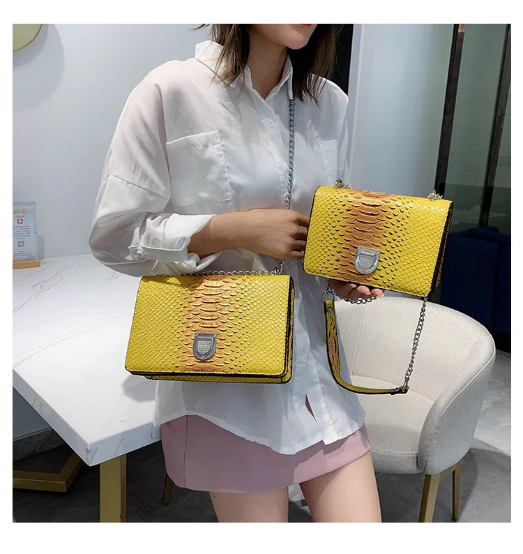 Retro Alligator Handbag Fashion Women Hasp Chain Messenger Bags Clutch Wedding Party Purse Slung Flap Small Square Bag