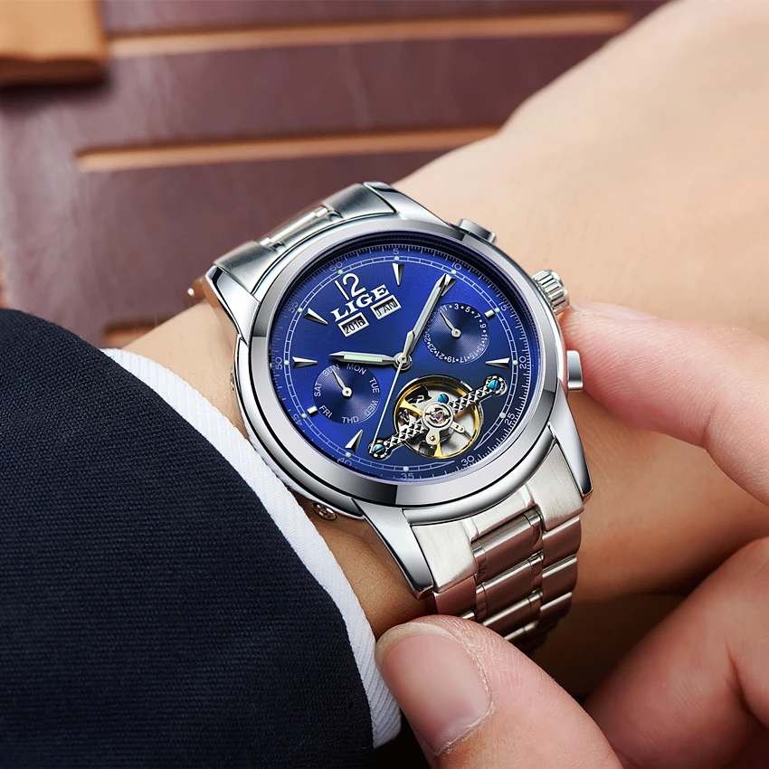 Relojes LIGE мужчина водонепроницаемый спорт часы мужские люксовый бренд отдых tourbillon