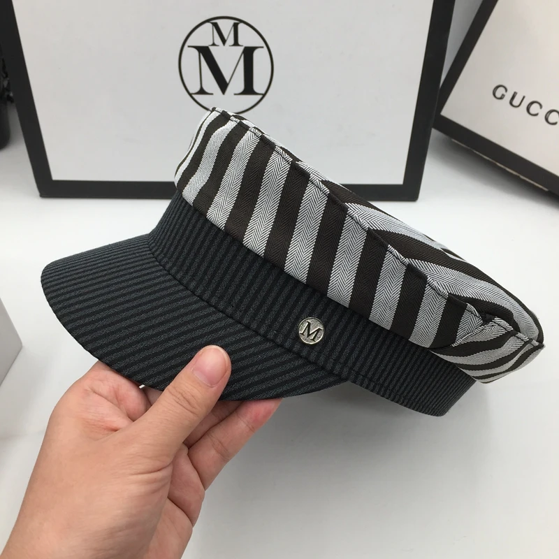 Полосатая вышитая темно-синяя шляпа в клетку модная цветная шапка на утином