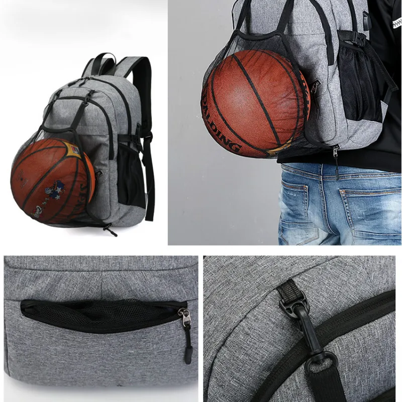 Рюкзак для баскетбола с USB разъемом сумка фитнеса в тренажерном зале сетчатые