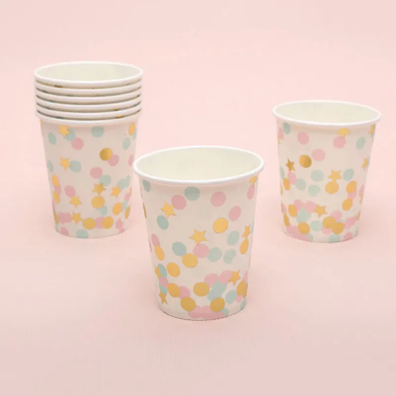 20 шт. Золотая Звезда цветная бумага в горошек одноразовые тарелки чашки