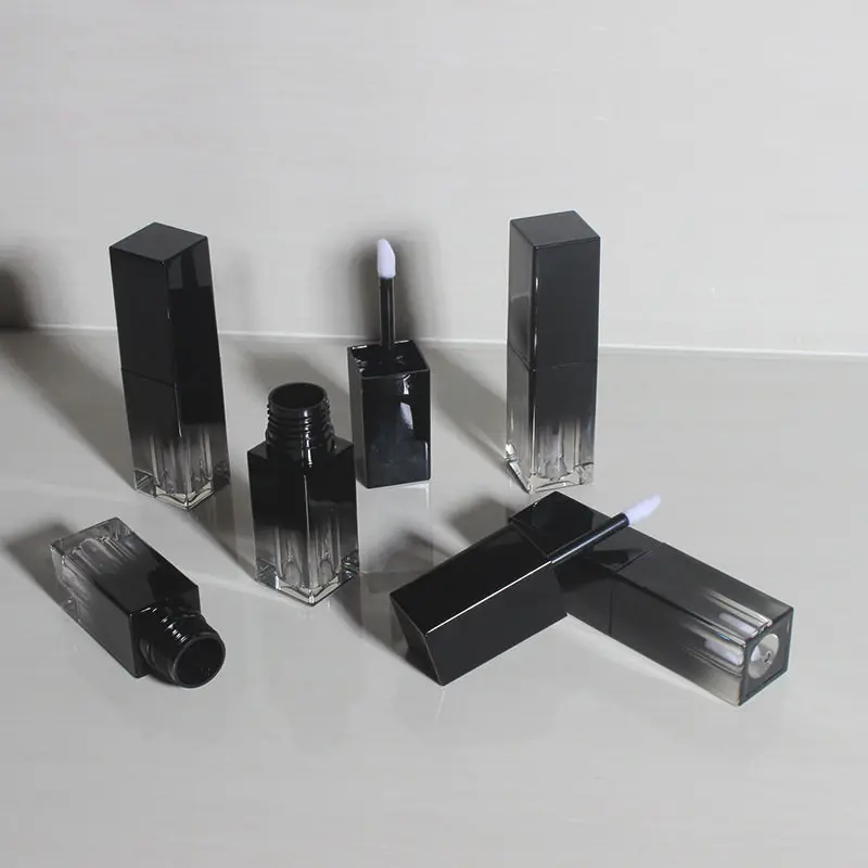 

300Pcs/Lot 5ML Square Shape Empty Lip Gloss Tube, DIT Black Gradient Lipstick Container, New Arrival Gradient Lip Gloss Tube