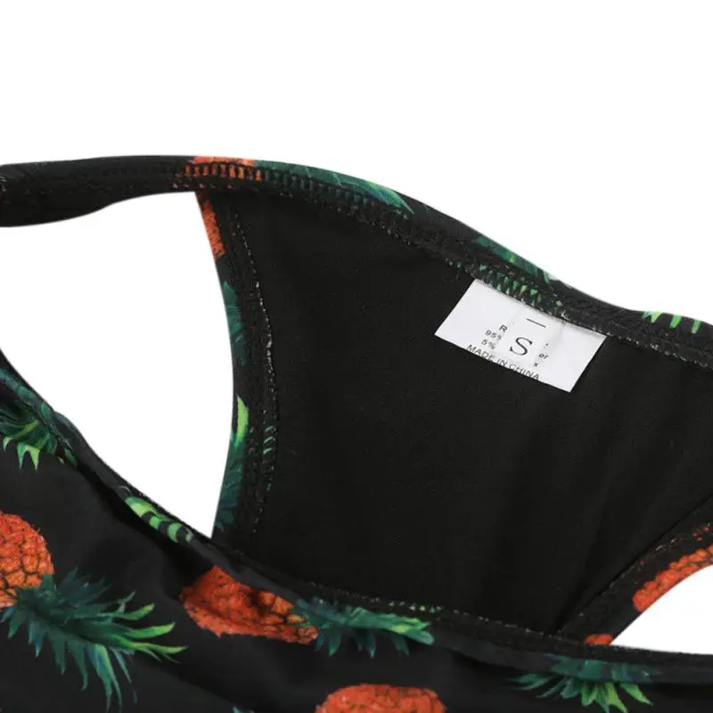 

Sexy Women Push Up Bikini Sets Back Tie Up Pineapple Fruit Print Two Piece Swimsuits