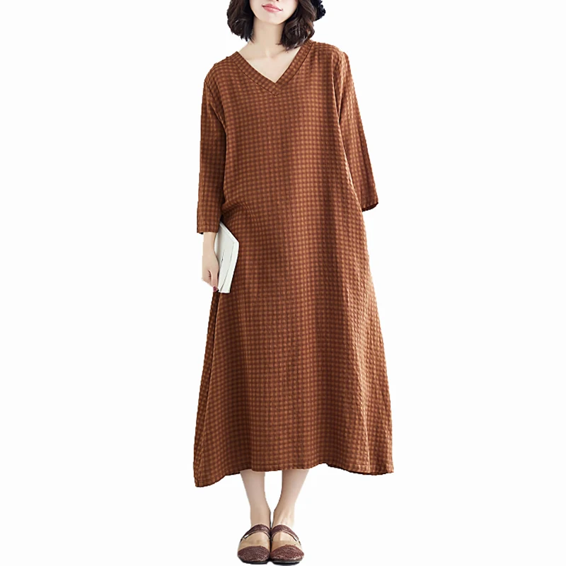 Elegdream Брендовое женское клетчатое летнее платье больших размеров женская