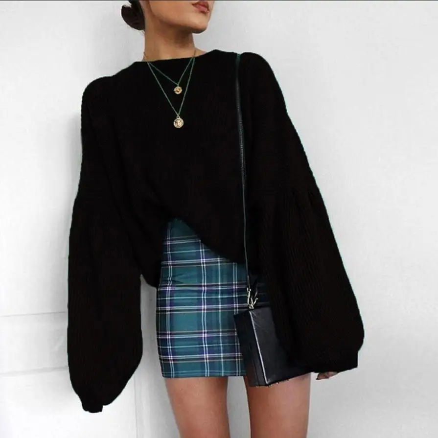 Женский вязаный свитер с длинным рукавом CHAMSGEND однотонный свободный