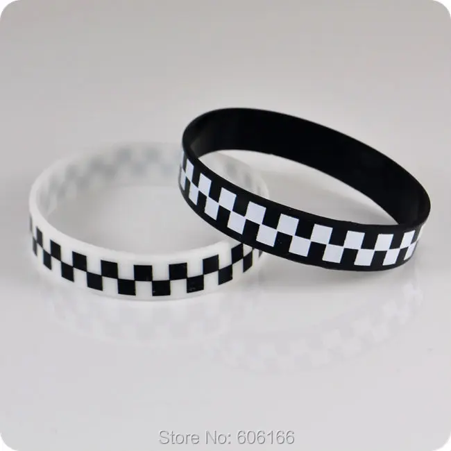

50pcs Mosaics Silicone Bracelets Wristband black and white Fashion Jewelry