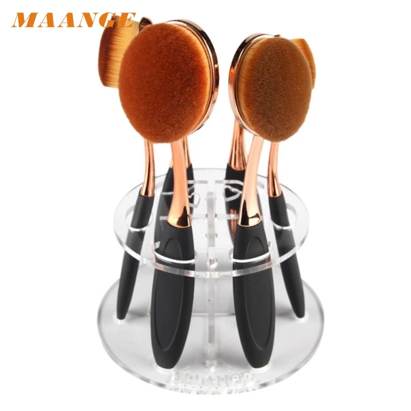 6 отверстий Овальный держатель кистей для макияжа сушилка Органайзер полка