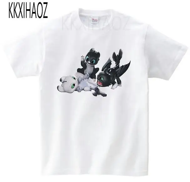 white childreT-shirt В году, распродажа. Летняя футболка Детские Топы И Футболки "Как приручить дракона 3" Спортивная одежда повседневная одежда детская футболка унисекс - Цвет: white childreT-shirt