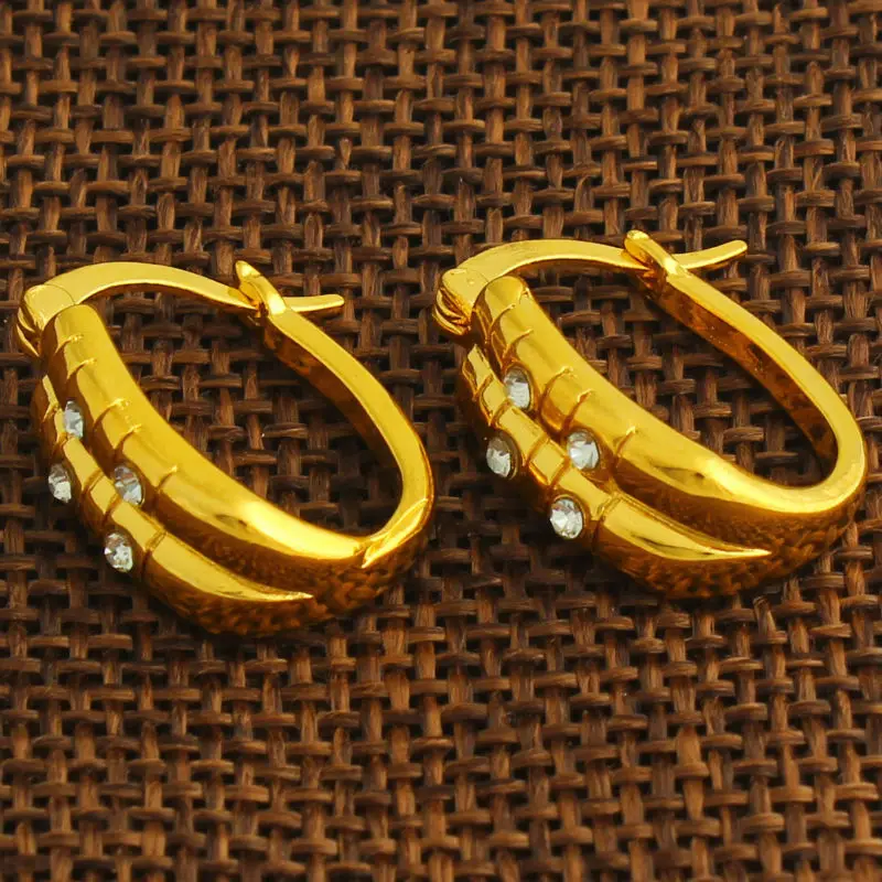 Эфиопские золотые серьги для женщин/Glrls золотого цвета с кристаллами в