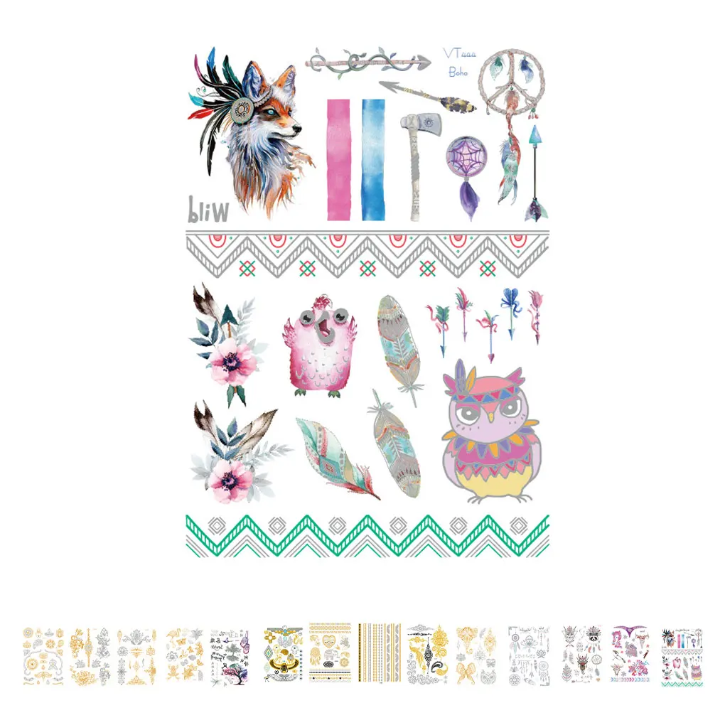 Экологичная золотистая Серебристая татуировка на тело наклейка для женщин