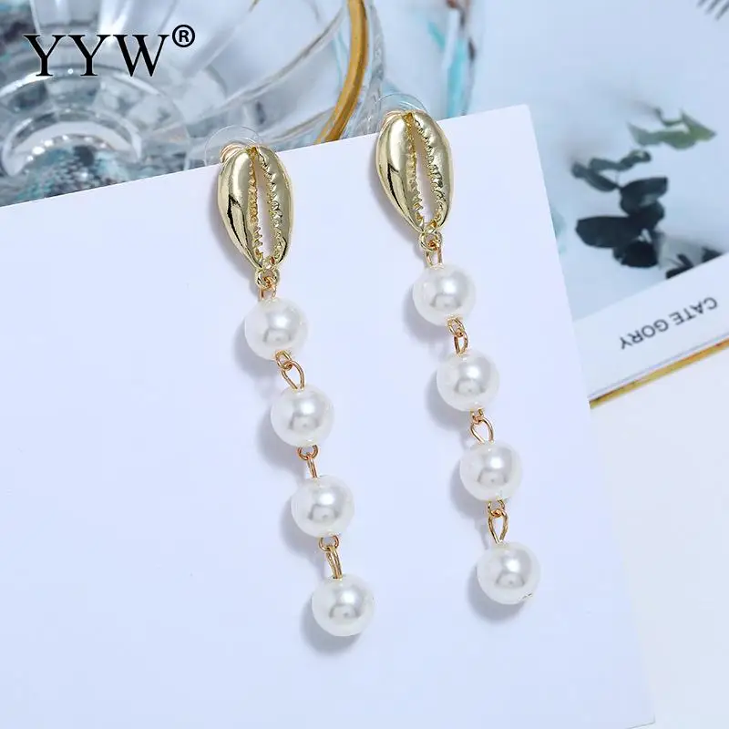 Женские Висячие серьги в форме ракушки неправильной формы с жемчугом ювелирные