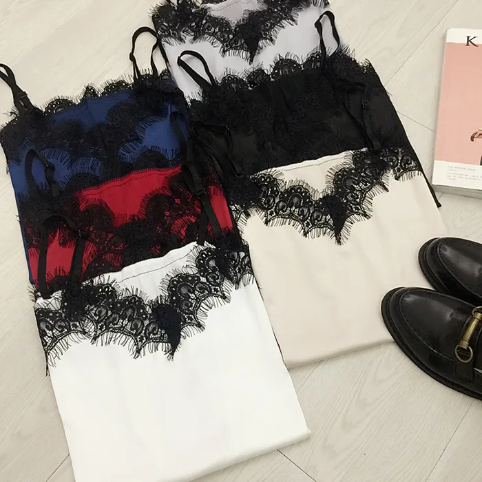 Новинка 2017 Женский однотонный топ женский модный жилет с кружевными лямками