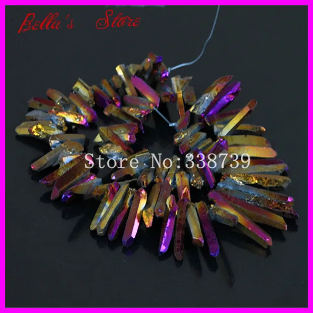 Необработанные титановые фиолетовые/золотые кварцевые кристаллические точки