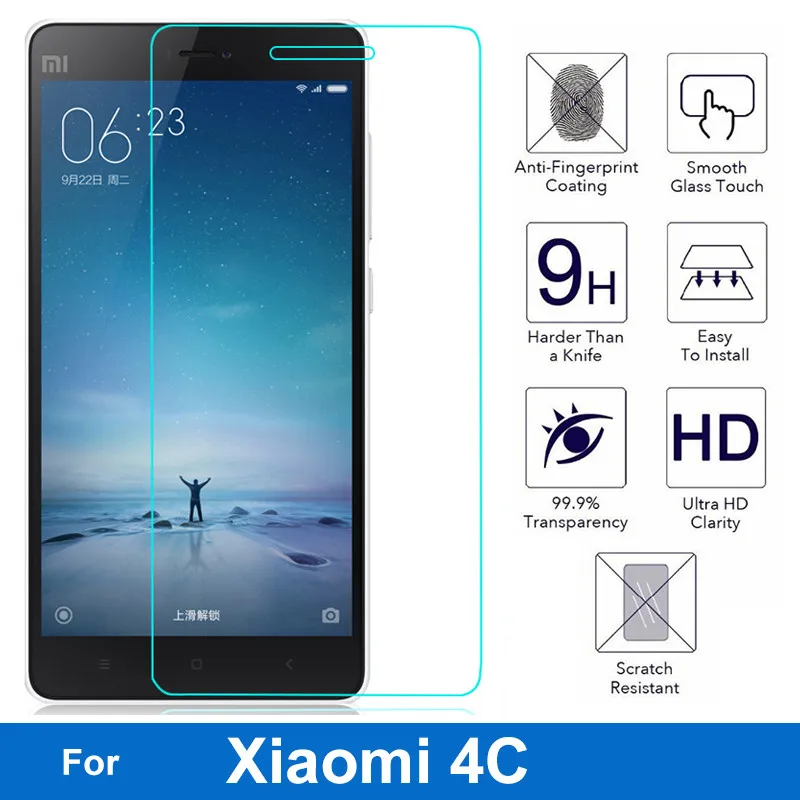2 шт. 0,3 мм 9 H предварительно mi um закаленное стекло для Xiao mi 4c mi 4c Защитная пленка для экрана закаленное защитное стекло для Xiao mi 4c