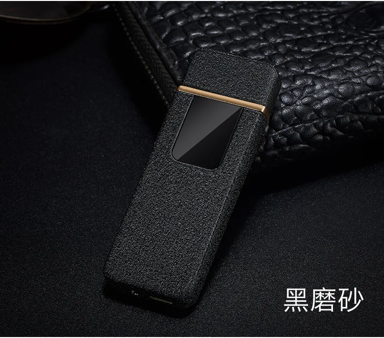 USB зарядка Личность Ультра-тонкий Зажигалка двухсторонняя Электронная зажигалка металлический подарок Зажигалка