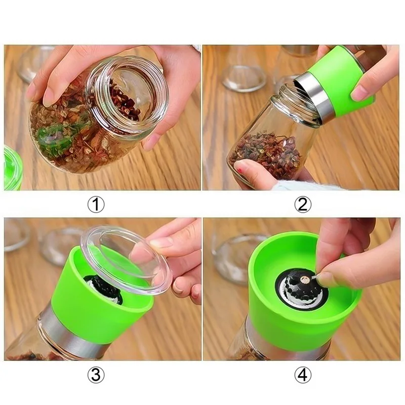 1 шт. ручная мельница для специй с солью и перцем шлифовальная машина крышкой