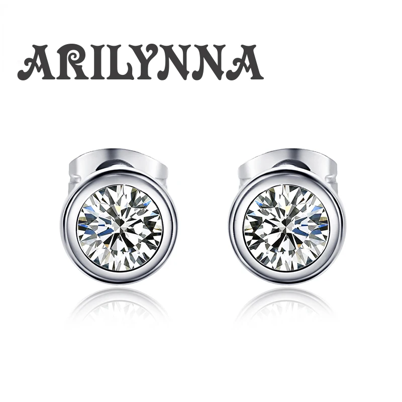 ARILYNNA Classical White Round Austrian Crystal Zinc Alloy Women Female Fashion Stud Earrings Original Jewelry ER7050711 | Украшения и
