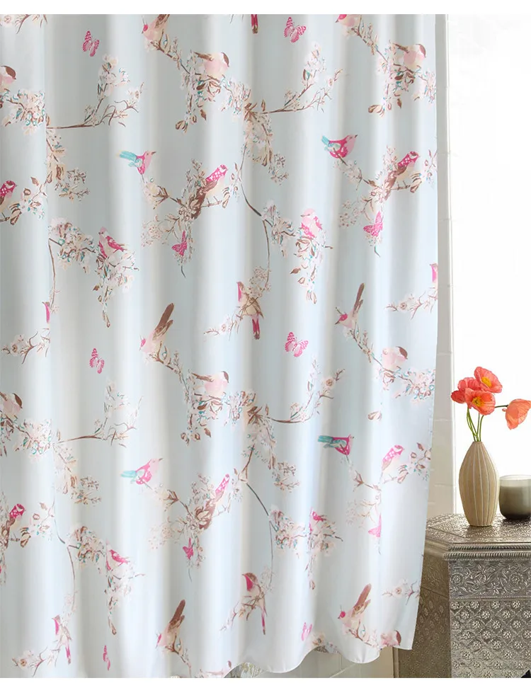 

Flowers and birds minimalist bathroom shower curtain, bath curtain, curtain, bath curtain polyester thickened waterproof mildew