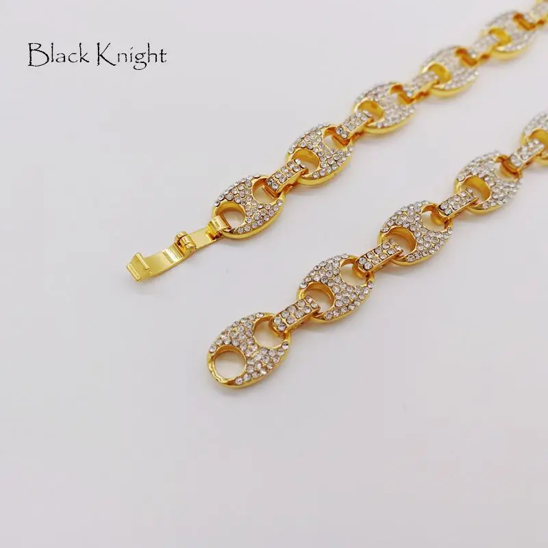 Мужское ожерелье Black Knight модное хип-хоп полностью покрытое Стразы мужское с