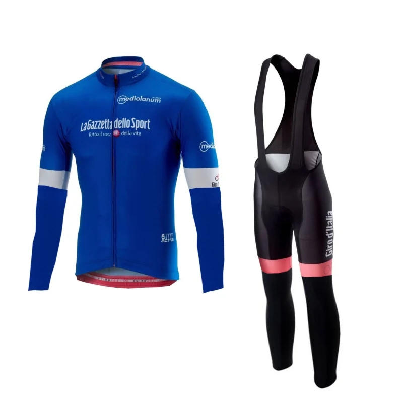 bib fleece blue Pro team зимний флис Тур де италия Розовый Велоспорт Джерси Наборы для мужчин, утепленная велосипедная Одежда MTB Ropa Ciclismo велосипедный Майо гелевый коврик - Цвет: bib fleece blue