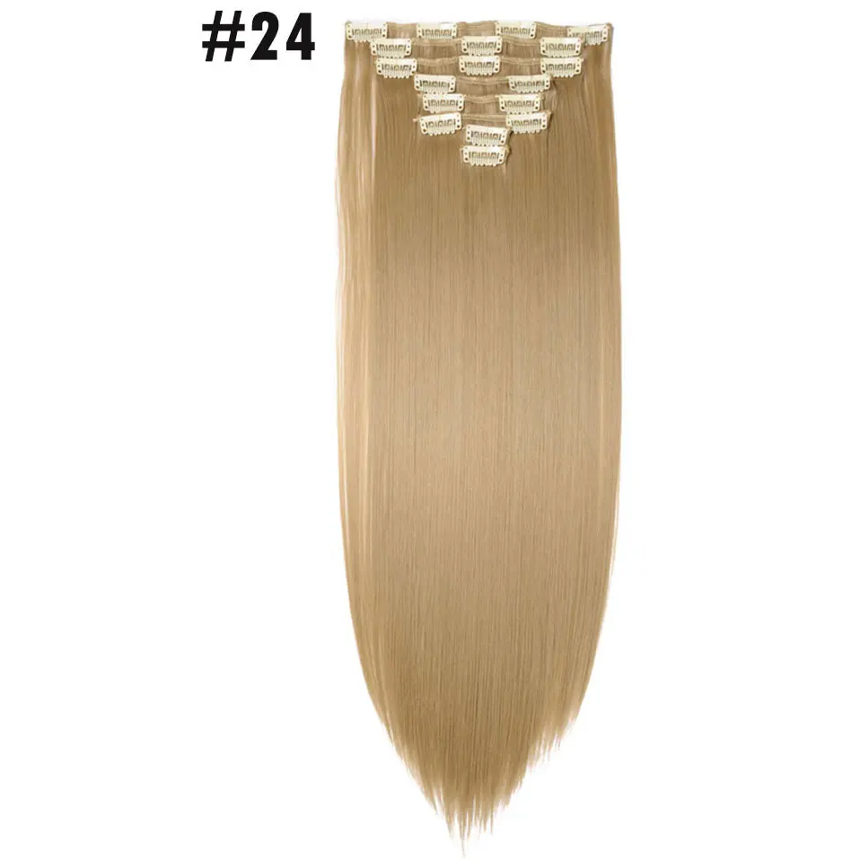 ash blonde SNOILITE 8 шт./компл. 2" заколка для волос 175 г прямые 18 зажимов в накладных укладках синтетические заколки для наращивания волос термостойкие - Цвет: ash blonde
