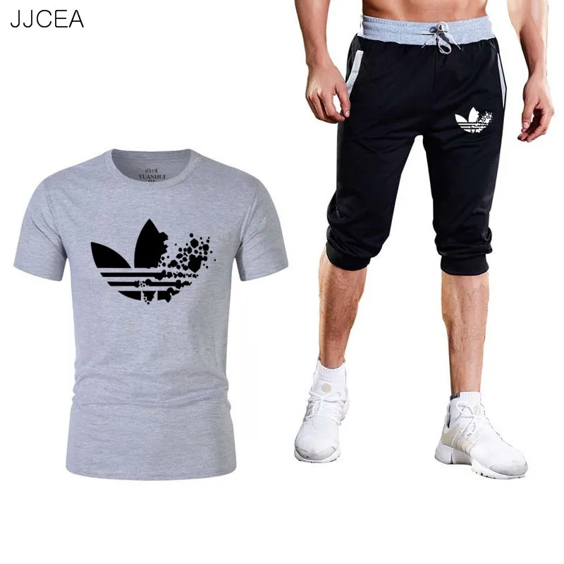 2019 new LOGO brand solid color T-shirt shorts men's black and white 100% cotton suit summer boy skateboard shor | Мужская одежда