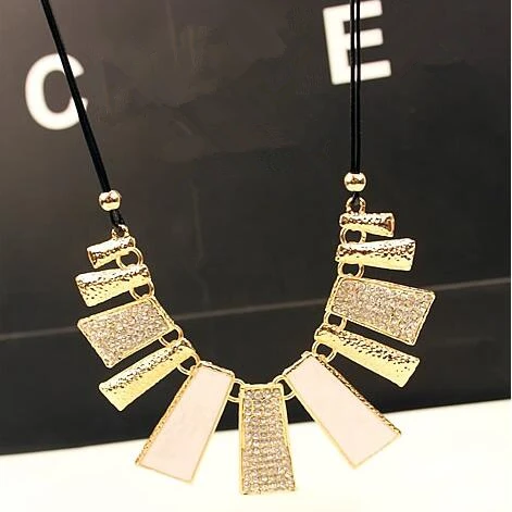 2017 ожерелье колье Мода Дизайн эмали нагрудник плетеная веревка Сеть Кристалл